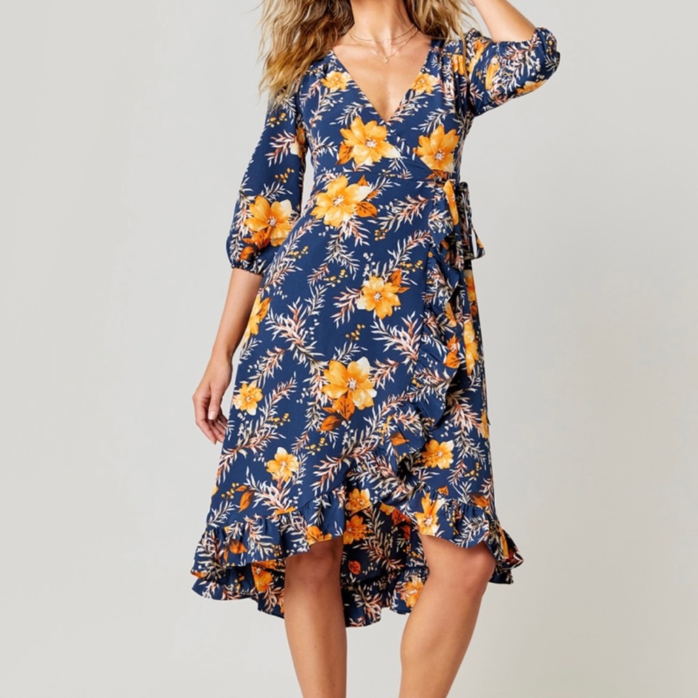 Francesca Bridgett Floral Wrap Midi Dress